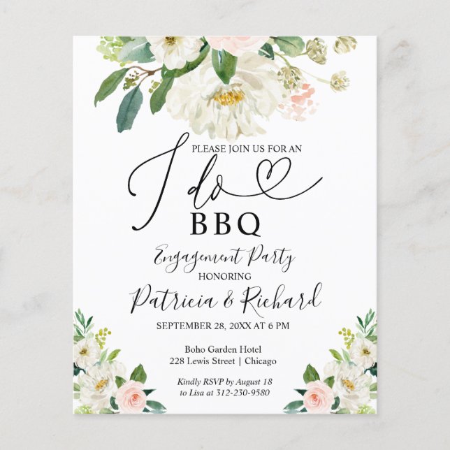 Annonce de la fête d'engagement Budget I DO BBQ (Devant)