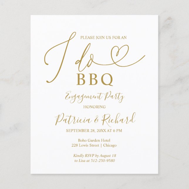 Annonce de la fête d'engagement Budget I DO BBQ (Devant)