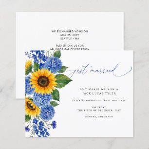Annonce de mariage Fleurs de tournesol bleu royal 