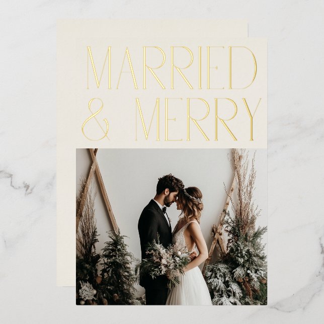 Annonce de Mariage Joyeux Moderne pour les Fêtes (Recto/Verso)