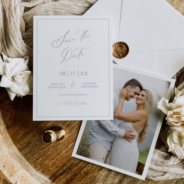 Annonce de mariage Minimal Blue Save the Date (Créateur téléchargé)