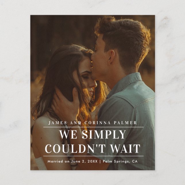 Annonce de mariage photo impossible d'attendre Bud (Devant)