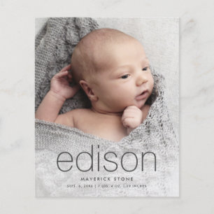 Annonce de naissance avec photo de bébé de type bu