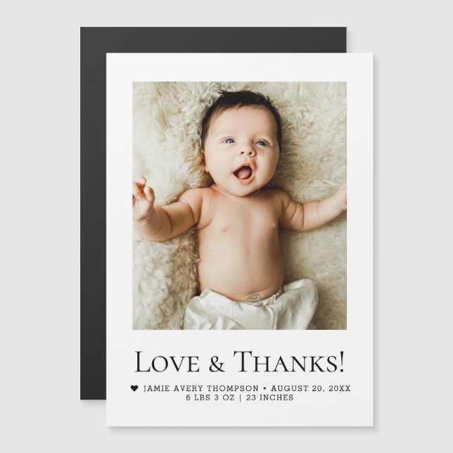 Annonce de naissance avec photo de bébé Love and T (Devant / Derrière)