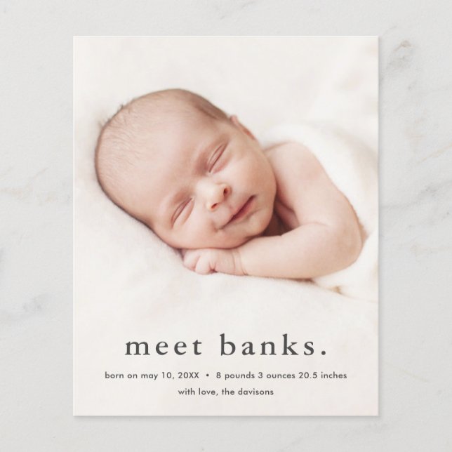 Annonce de naissance bébé budget 3 photos (Devant)