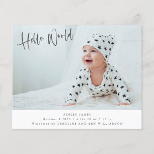 Annonce de naissance Budget Deux Photo Hello World