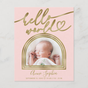 Annonce de naissance Cadre Arch Budget Hello World