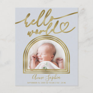 Annonce de naissance Cadre Arch Budget Hello World