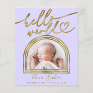 Annonce de naissance Cadre Arch Hello World Budget