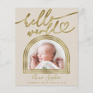 Annonce de naissance Cadre Arché Budget Hello Worl