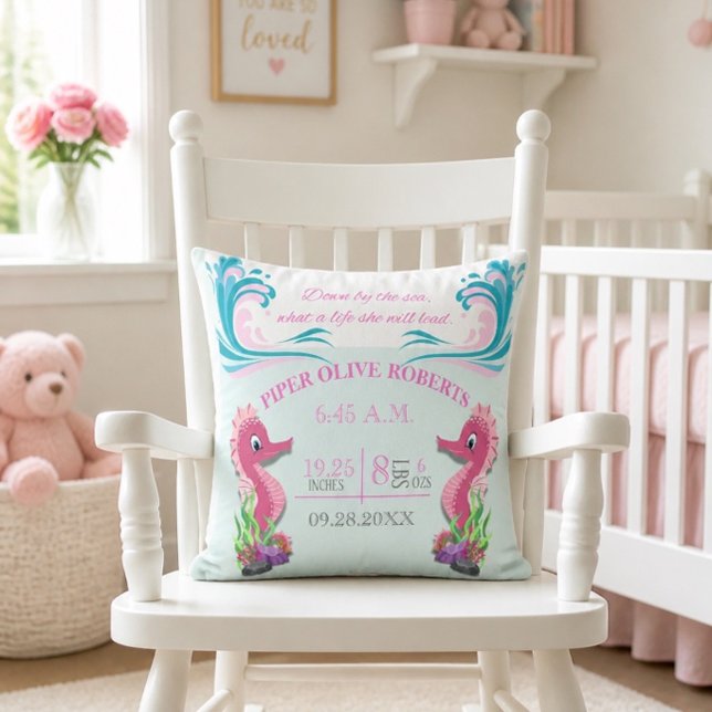 Annonce de naissance Coussin Adorable Hippocampe ( (Créateur téléchargé)