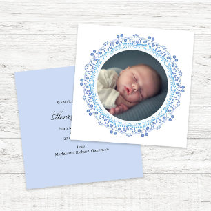 Annonce de naissance de bébé bleu élégant Photo mi