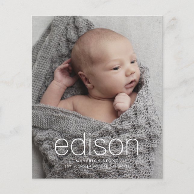 Annonce de naissance de bébé photo à petit budget (Devant)