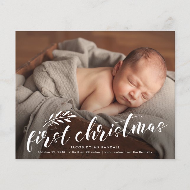 Annonce de naissance de bébé pour les fêtes de Noë (Devant)
