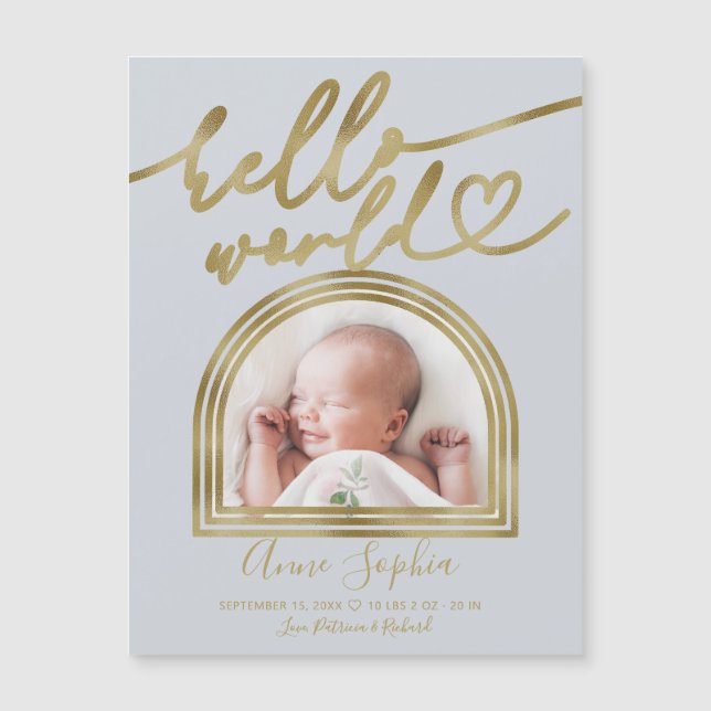 Annonce de naissance Hello World Chic Cadre Arch (Devant)