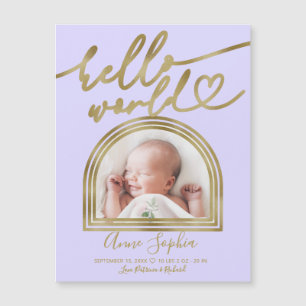 Annonce de naissance Hello World Chic Cadre Arch