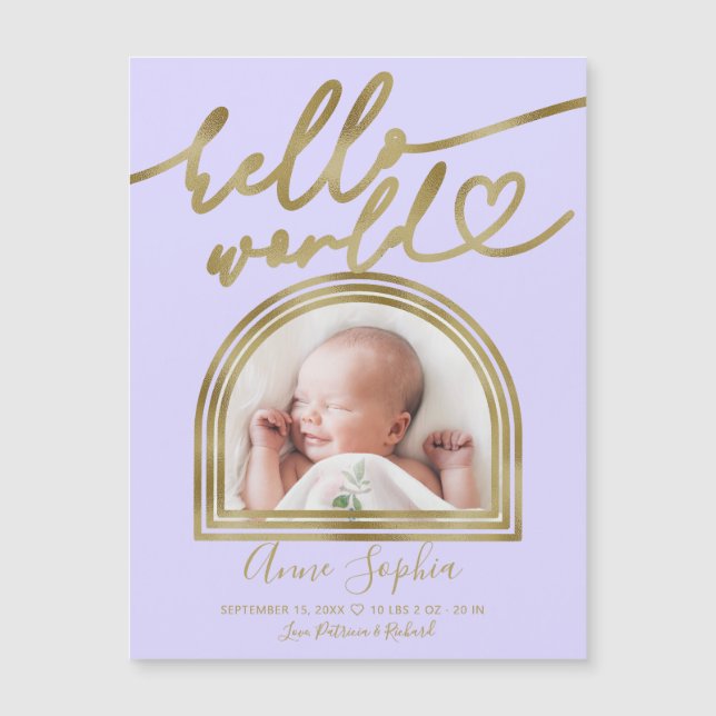 Annonce de naissance Hello World Chic Cadre Arch (Devant)