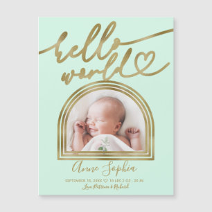 Annonce de naissance Hello World Chic Cadre Arch