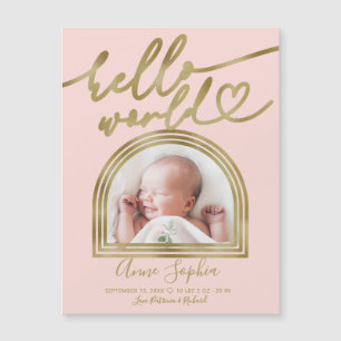 Annonce de naissance Hello World Chic Cadre Arch