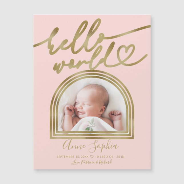 Annonce de naissance Hello World Chic Cadre Arch (Devant)