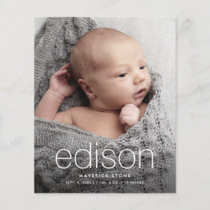 Annonce de naissance photo de bébé de type budget