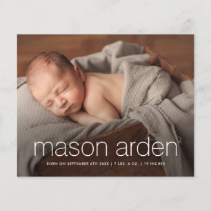Annonce de naissance photo de bébé moderne à petit