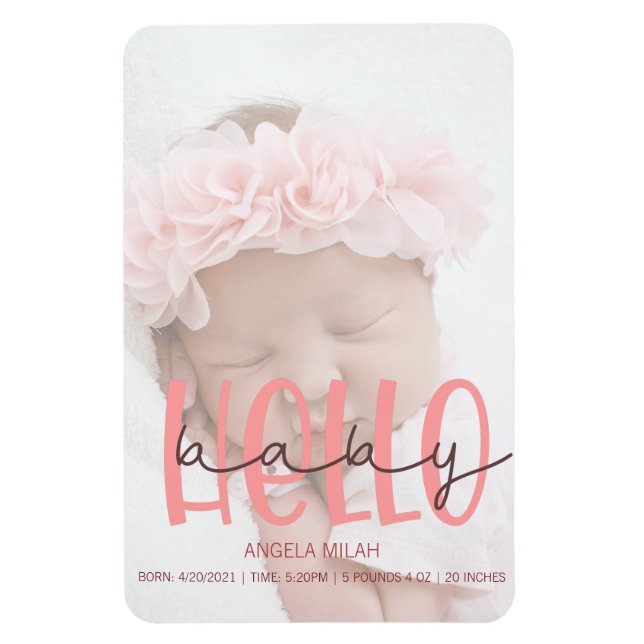 annonce de naissance rose fille Photo Magnet (Vertical)