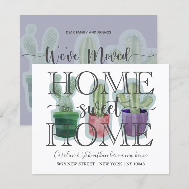 Annonce de nouvelle maison aquarelle Cactus pas ch (Devant / Derrière)