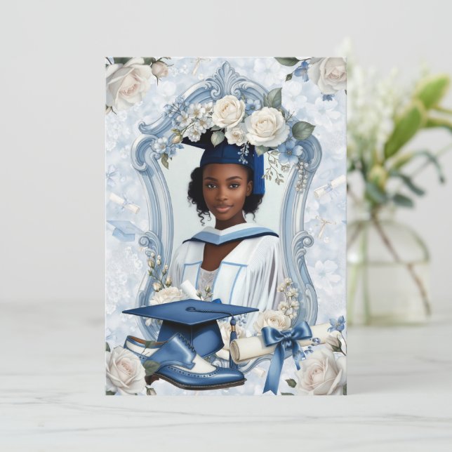Annonce de remise de diplôme avec photo florale bl (Debout devant)