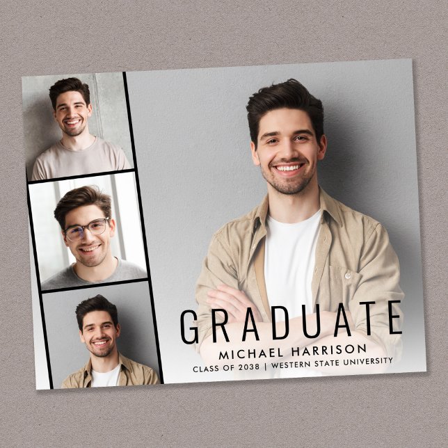 Annonce de remise de diplôme moderne avec bande de (A personalized photo graduation party invitation to celebrate the graduate's achievements)