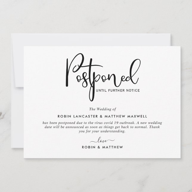 Annonce de report d'événement moderne Carte (Devant)