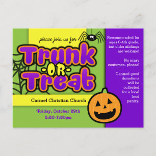 Annonce d'événement de carte postale Trunk or Trea