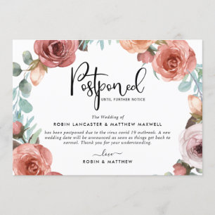 Annonce d'événement reporté, Carte rose saumon