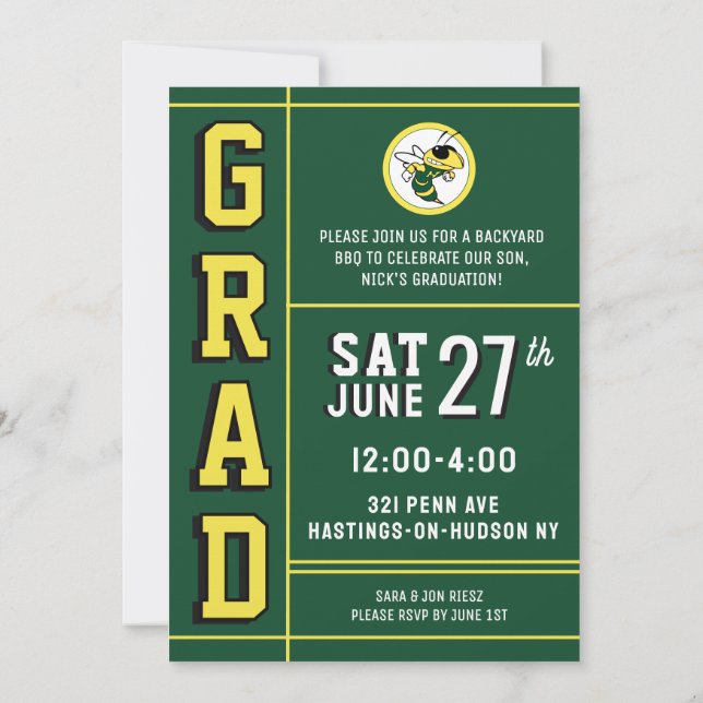 Annonce & Invitation LETTREMAN GRAD couleur jaune (Dos)