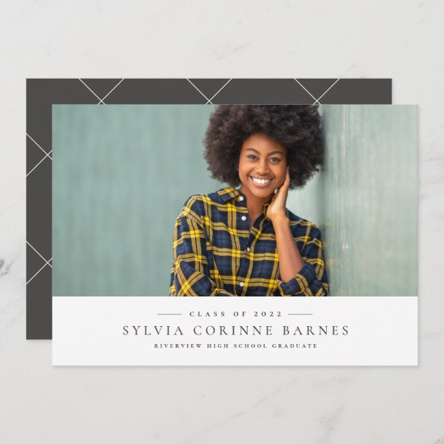 Annonce simple classique de graduation photo (Devant / Derrière)