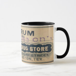Annonce vintage de tasse d'étiquette de rhum de