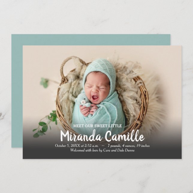 Annonces de naissance de notre bébé doux (Devant / Derrière)