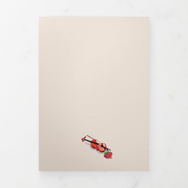 Annonces / invitations Violon avec une rose (Page de couverture)