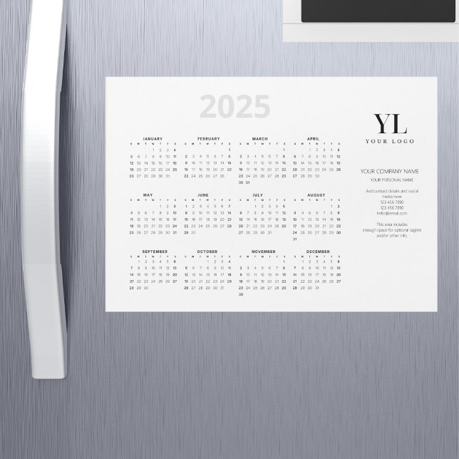 Annuel 2025 Calendrier Business Logo Carte magnéti (Créateur téléchargé)