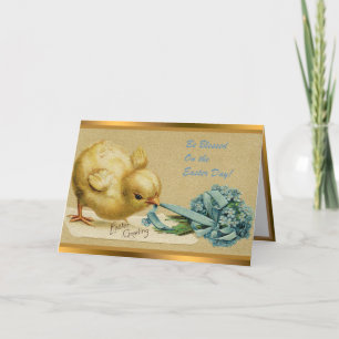 Annuelles Poulet Vintage Cartes pliées pour les Fêtes de Pâq