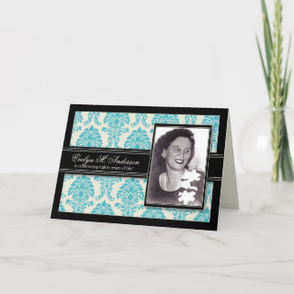 Ans d'or Damask Birthday CARD Invitation (aqua)