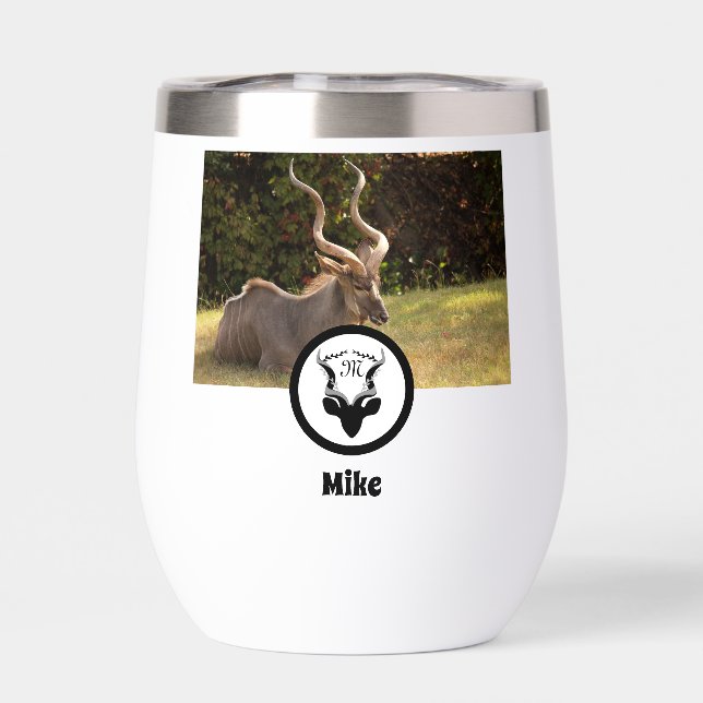 Antelope foncée Silhouette Monogramme Photo (Arrière)