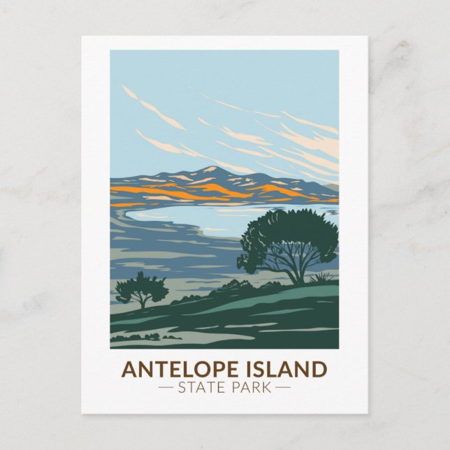 Antelope Island State Park Utah Carte postale Vint (Devant)