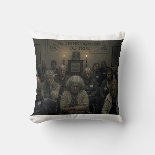 Anti AA — Réunion AA Miséreuse Satire Coussin (Recto)