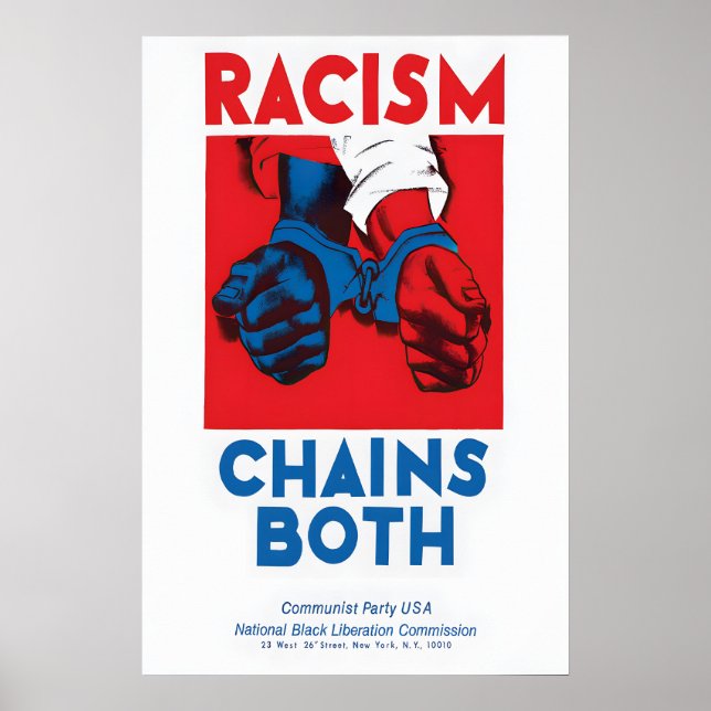 Anti-Racism Poster Racism Chains Both - Communist (Devant)