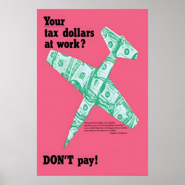 Anti-War Poster Tax Resistance USA Pacificism Art (Devant)