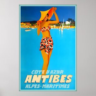 Antibes Cote D'Azur France Affiche de Voyage