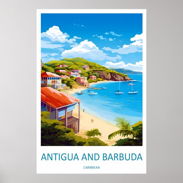 Antigua-et-Barbuda Affiche de voyage vintage Ski (Devant)