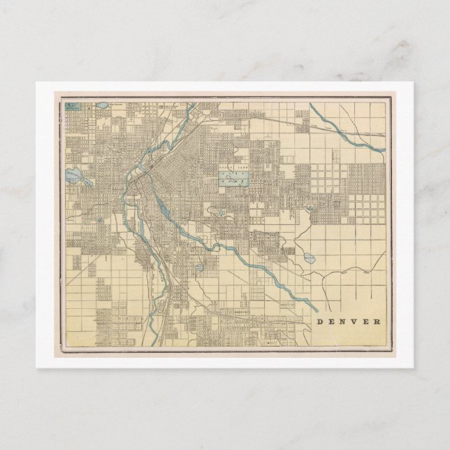 Antique 1899 Carte de Denver, Colorado (Devant)