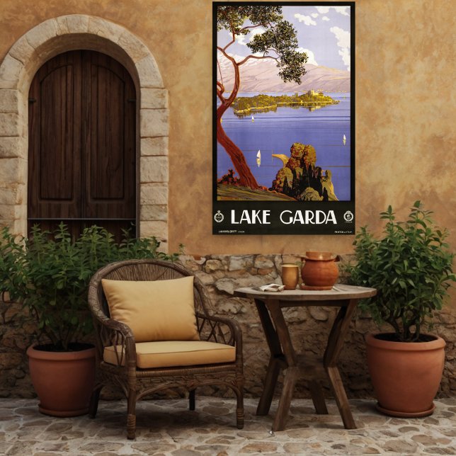 Antique affiche de voyage Lac de Garde Italie 1920 (Créateur téléchargé)